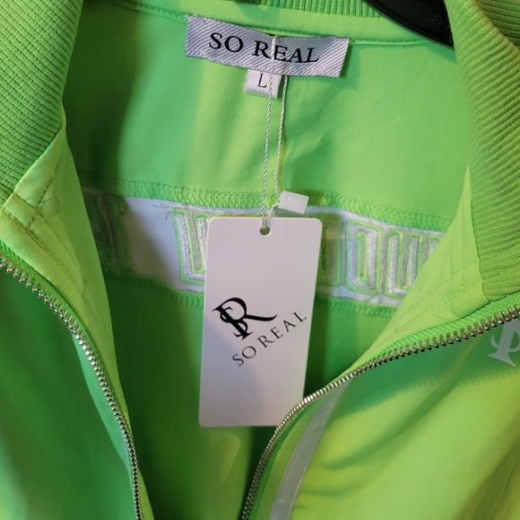 Gsuwoo So Real neon green zip up jacket large - Picture 5 of 6